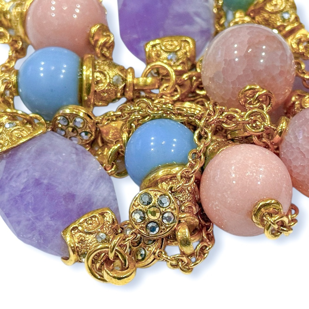 Barrera Long 48” Necklace with Multicolor Pastel Beads and Crystal Accents - Picture 17 of 17